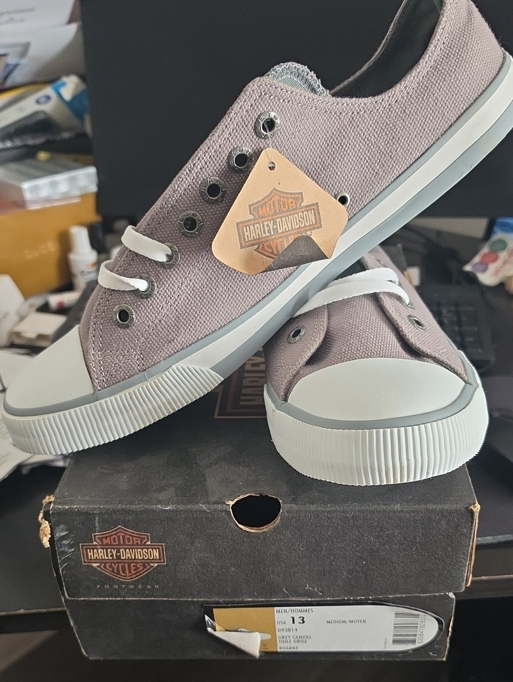 Harley-Davidson Taupe Canvas Low-Top Sneakers